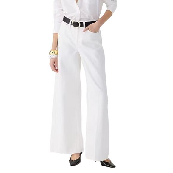 J. Crew Denim - J.Crew Petite High-Rise Superwide-Leg Jean in White Size 26P